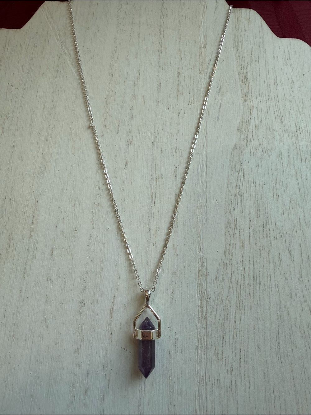 Amethyst Crystal Point Pendant Necklace - Purple - Picture 5 of 6